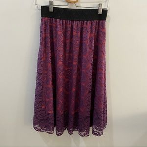 LULAROE LOLA Purple and Pink Roses XS